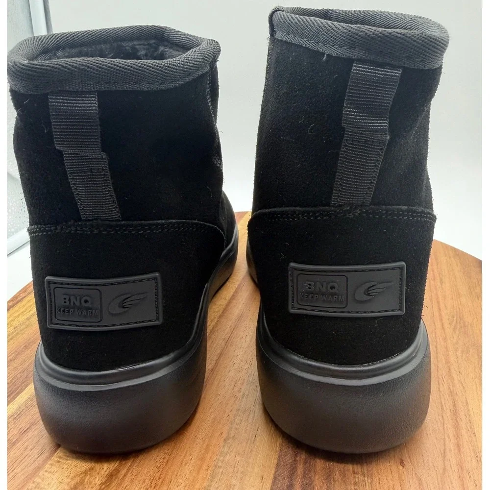 BNQ Kid's Size 2 1/2 Winter Snow Boots Black Waterproof Faux Fur Lined 0497
